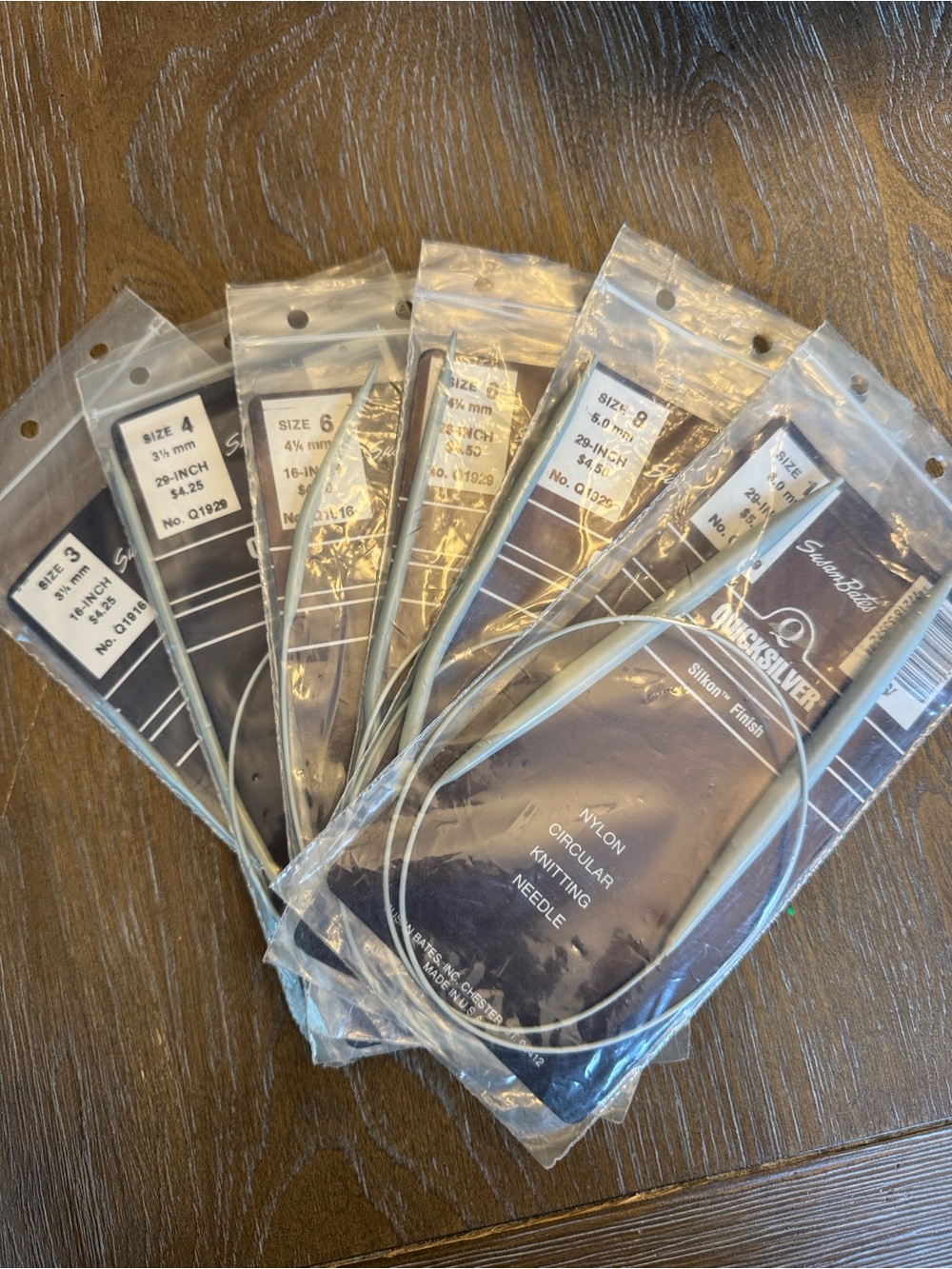 Quicksilver Susan Bates vintage Nylon Circular Knitting Needles Multiple Sizes